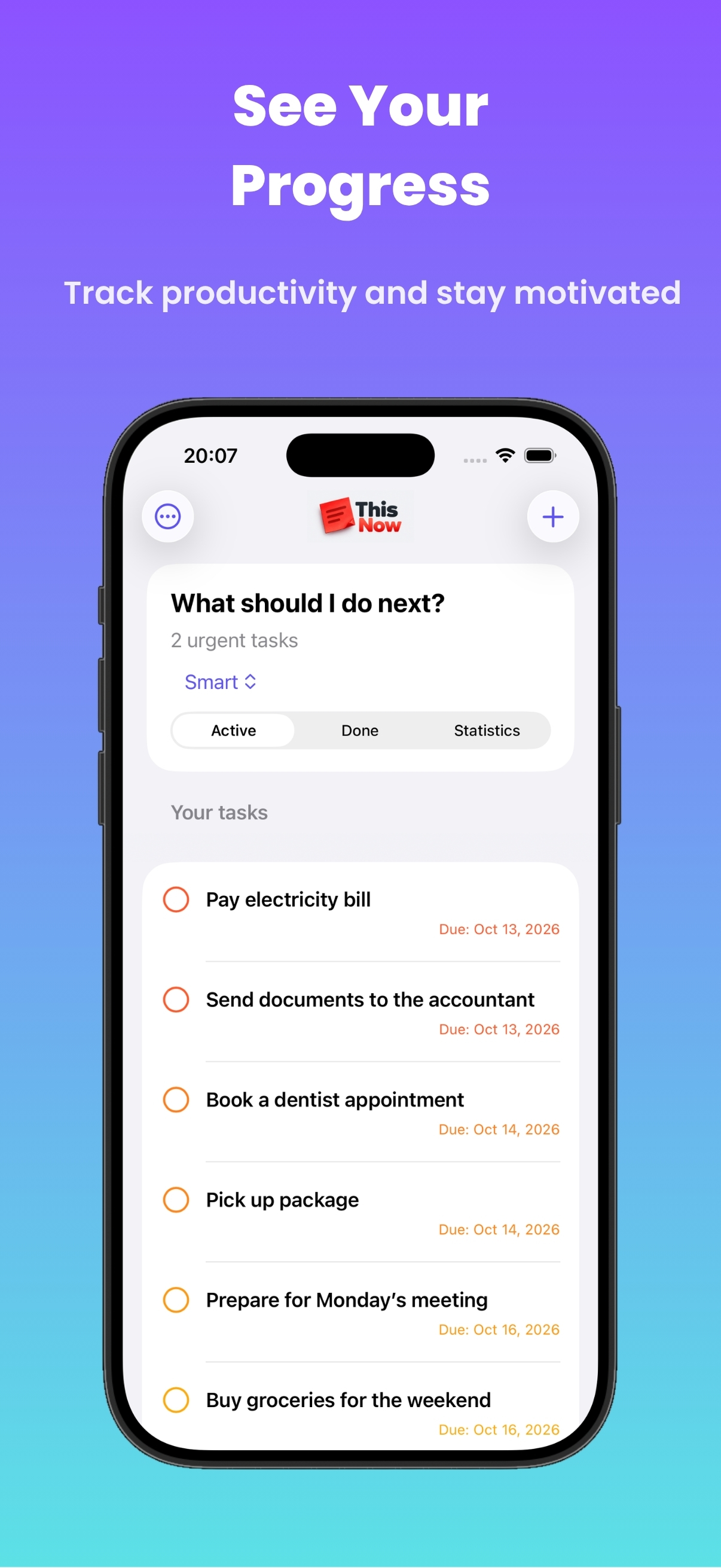 This Now showing everyday tasks and their due dates